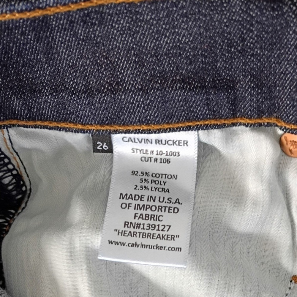 Made USA Calvin Rucker Heartbreaker Dark Wash Jeans 26x29 NWOT Premium Cotton - Picture 5 of 8